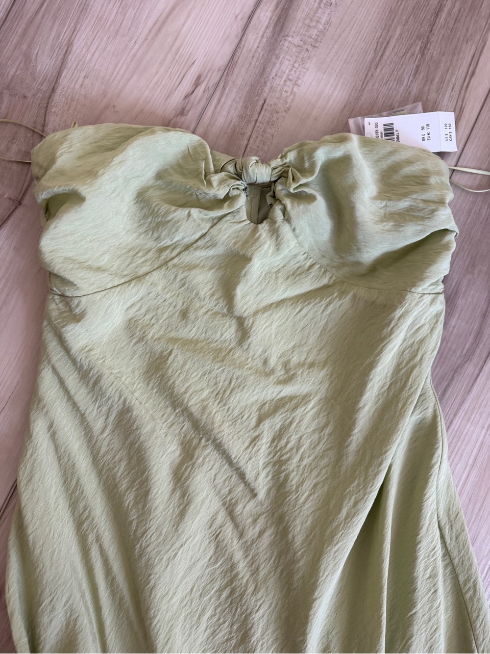 Abercrombie Strapless Knot-Front Midi Dress in Sage Green
